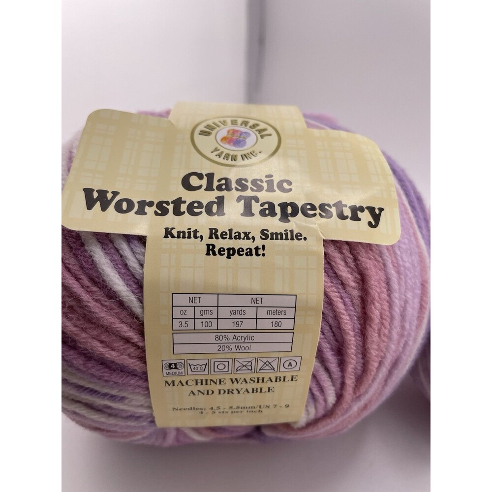 Universal Yarn Classic Worsted Tapestry Pink Purple Pastel Party #7001 Lot S1396 - Picture 3 of 4